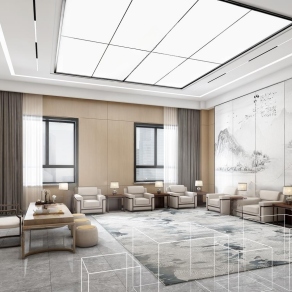 现代会客厅3D模型下载